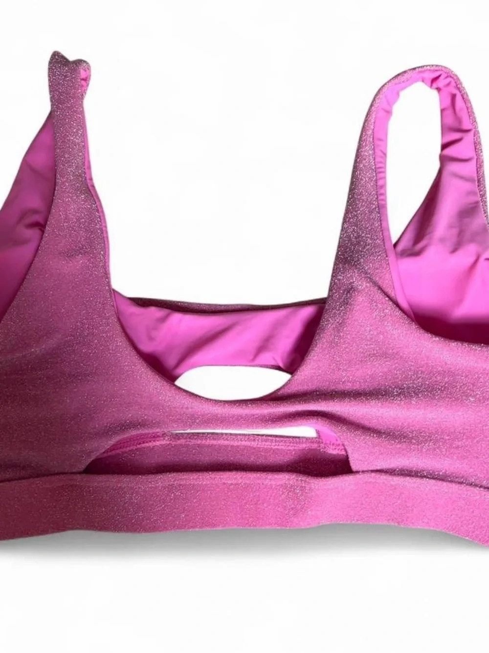 Berlook pink lurex cut out curvy bikini top 1X